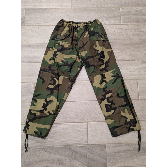 US Military Trouser Extended Cold Weather Camouflage Woodland Gore Tex Seam Sz M - Picture 1 of 15